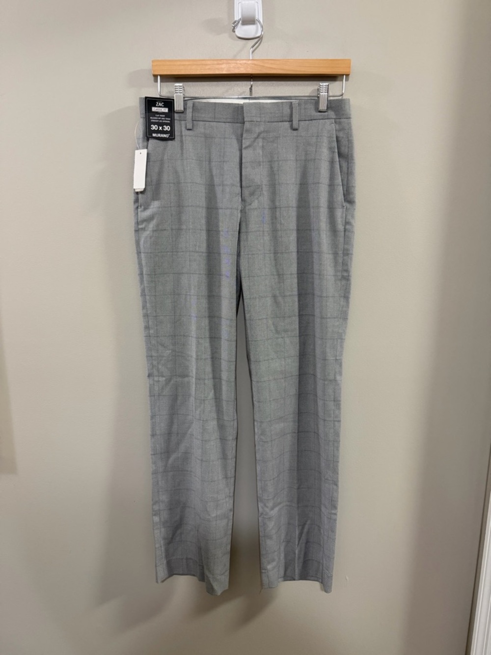 NWT Men's  Murano Zac Classic Fit Gray Windowpane Dress Pants